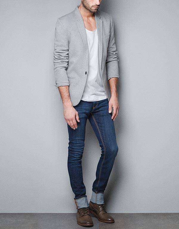 Пиджак с джинсами – классический и кэжуал стиль