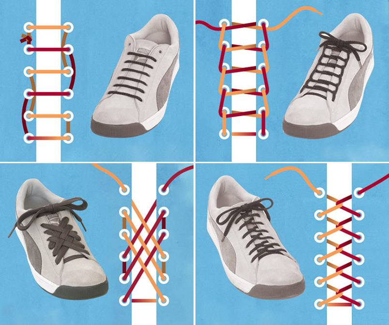 Популярные техники завязывания шнурков, как выбрать подходящий способ