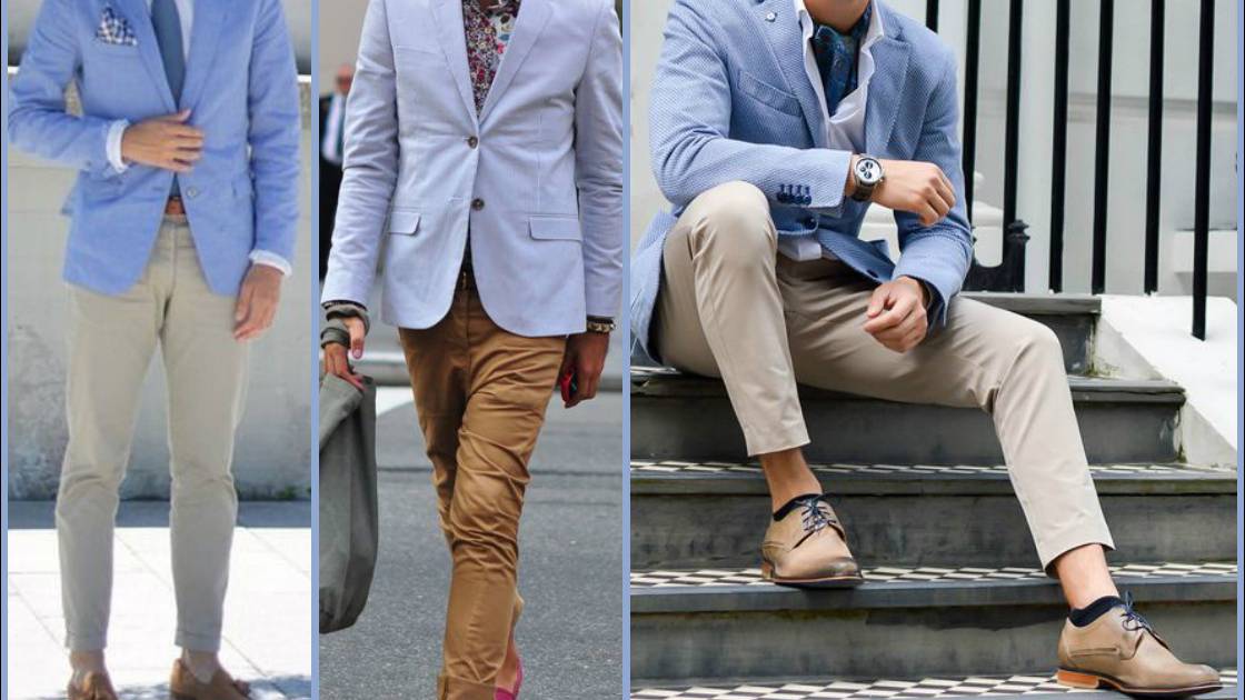 С чем носить синие мужские брюки?