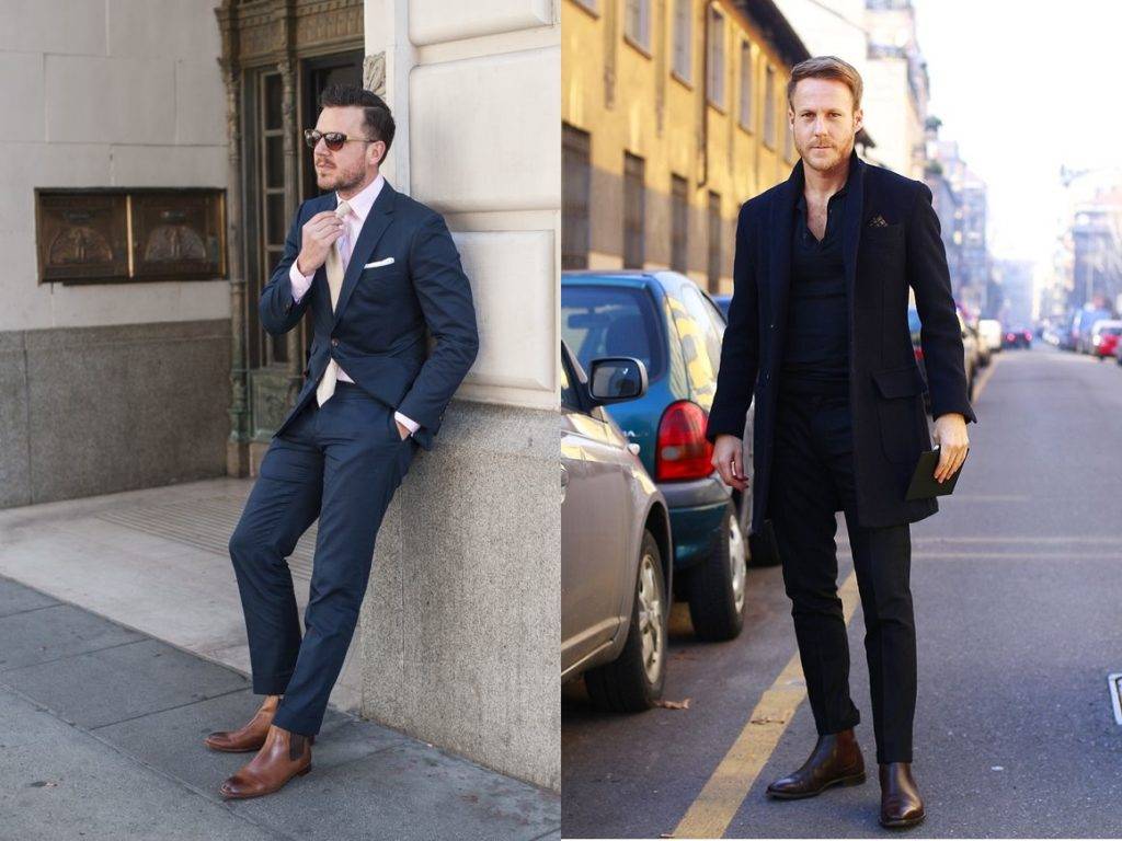 Сочетание синего костюма с коричневыми туфлями: советы стилистов