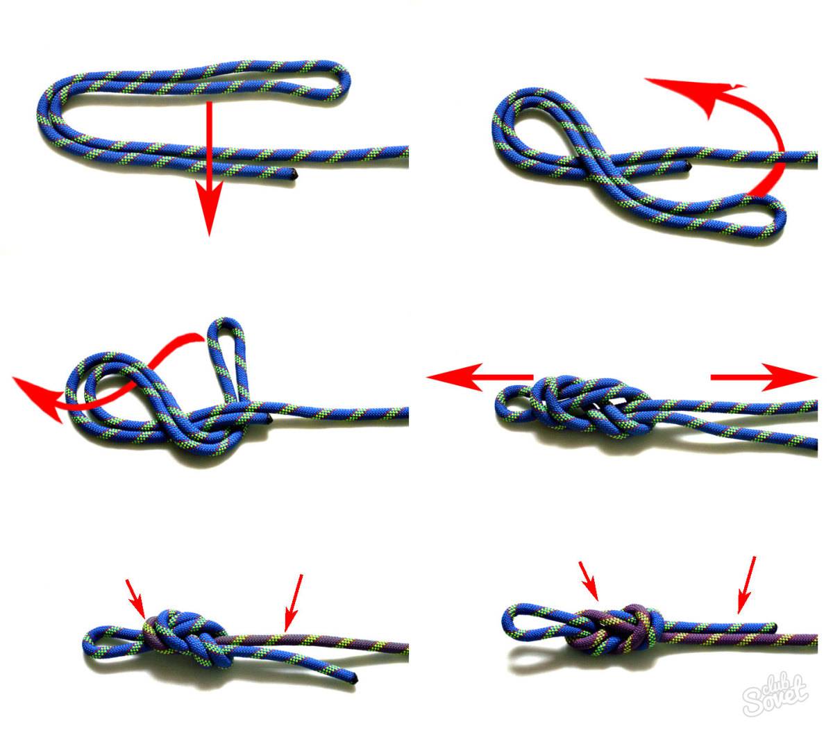 Как завязать морской узел на веревке, схема